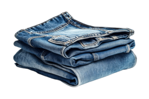 Denim jeans folded neatly on a clean surface png
