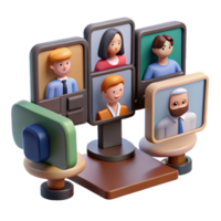 elegant vintage Group Conference Call Isolated with Multiple Screens professional png