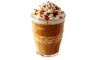 Iced caramel coffee with whipped cream png