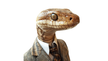Lizard dressed in suit with patterned tie png