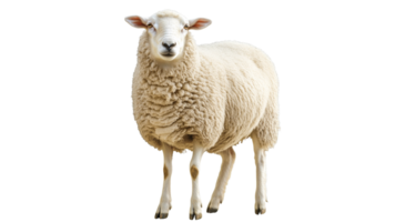 White sheep standing calmly on a plain background png