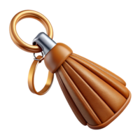stunning creative Handcrafted Leather Keychain with Tassel Brown Transparent Background authentic png