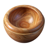 serene artistic Handcrafted Wooden Bowl Top View Isolated with Natural Grain detailed png