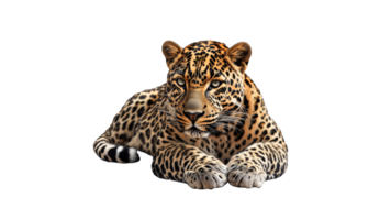 Leopard resting on a white background in calm pose png