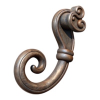 magnificent traditional Hand Forged Iron Hook with Decorative Scroll Isolated Element high quality png