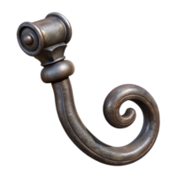 impressive abstract Hand Forged Iron Hook with Decorative Scroll Isolated Element authentic png