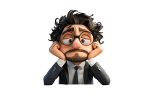 Character showing boredom in a business setting png
