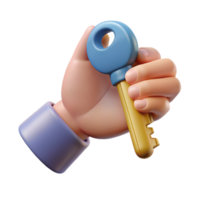 serene creative Hand Holding a Key Front View Isolated on Transparent Background authentic png