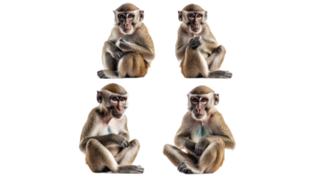 Various poses of monkeys in clear background png