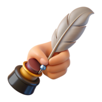dramatic abstract Hand Holding a Quill Pen Writing in Cursive Isolated high resolution png
