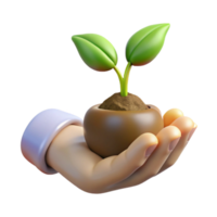 impressive rustic Hand Holding a Seedling Front View Transparent professional png
