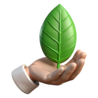 wonderful artistic Hand Holding Green Leaf Front View Transparent detailed png