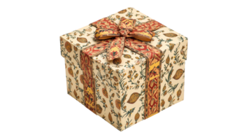 Beautifully wrapped gift box with intricate design png