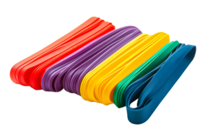 Neatly arranged colorful elastic bands png