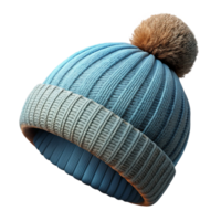 stunning classic Hand Knitted Hat with Pompom Winter Colors Isolated on Transparent Background original png