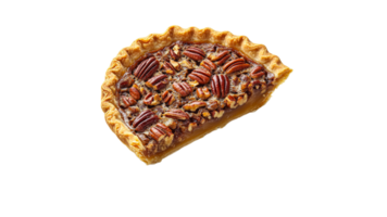 Pecan pie slice with rich filling and nuts png