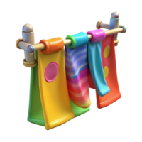 dramatic classic Handmade Clothesline Front View Transparent Background with Bright Colors authentic png