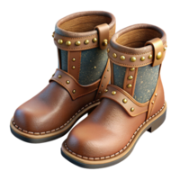 serene creative Handmade Leather Boots Top View Cutout with Rustic Style high resolution png