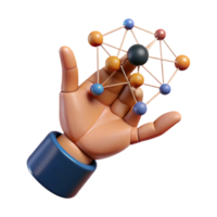 serene creative Hand Manipulating Data Points with Ai Software Isolated authentic png