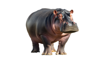 Large hippopotamus standing on transparent background png