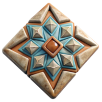 elegant rustic Hand Painted Ceramic Tile with Geometric Pattern Transparent Isolated authentic png
