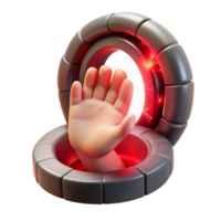 impressive minimalist Hand Reaching Out From Portal Red Energy Isolated Element professional png
