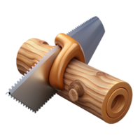 impressive rustic Hand Saw and Log Side Angle Cutout with Realistic Texture exclusive png