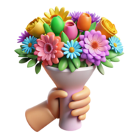 elegant creative Hands Holding Bouquet of Flowers Isolated Colorful Arrangement professional png