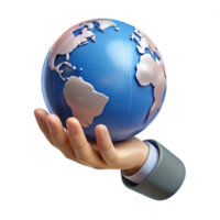 wonderful contemporary Hand with Globe Top View Transparent Background png