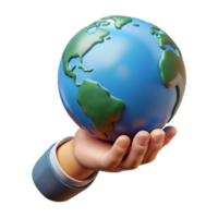 beautiful artistic Hand with Globe Top View Transparent Background png