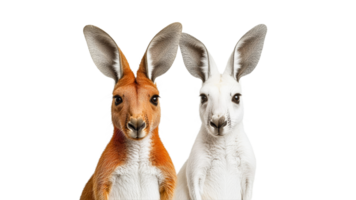 Two kangaroos standing together in a friendly pose png
