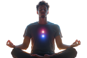 Meditation practice with light effects at sunset png