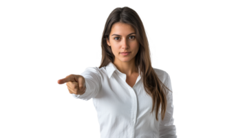 Woman standing confidently while pointing forward png