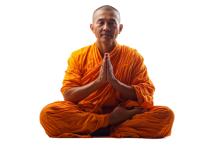 Monk practicing meditation in serene posture png