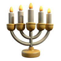 impressive rustic Hanukkah Menorah with Lit Candles Transparent Background high quality png