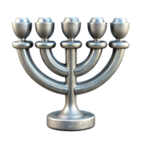 magnificent classic Hanukkah Menorah Silver Transparent Background authentic png