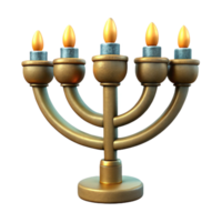 extraordinary rustic Hanukkah Menorah with Lit Candles Transparent Background professional png