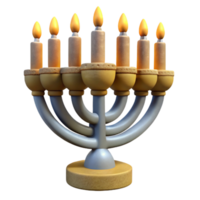 vibrant traditional Hanukkah Menorah with Lit Candles Transparent Background detailed png
