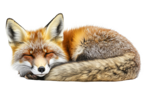 Sleepy red fox resting peacefully on its side png