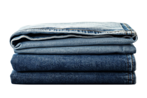 Stacked denim jeans in varying shades of blue transparent png