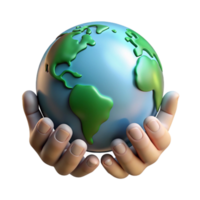 vibrant abstract Helping Hands Holding Globe Isolated with Bright Green Earth high resolution png