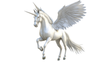 Majestic white unicorn with wings in flight png