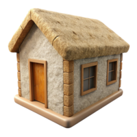 serene vintage Hempcrete Block House Model Front View Transparent Background detailed png