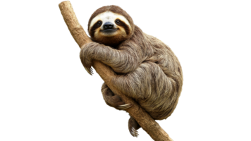 Sloth resting on a tree branch transparent png