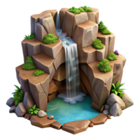 elegant classic Hidden Waterfall Through Cracked Cliff Transparent Background high quality png