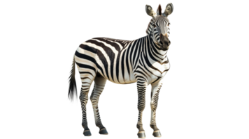 Unique striped zebra standing in a bright setting png