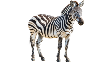 Zebra posing naturally on white background png