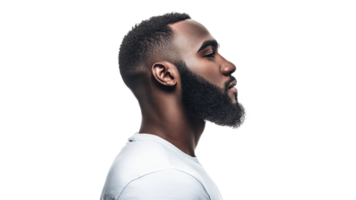 Side profile of a man with a stylish beard png