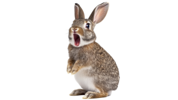Rabbit surprised by sudden noise in a garden png