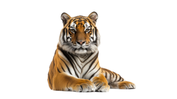 Tiger resting calmly on a white background png